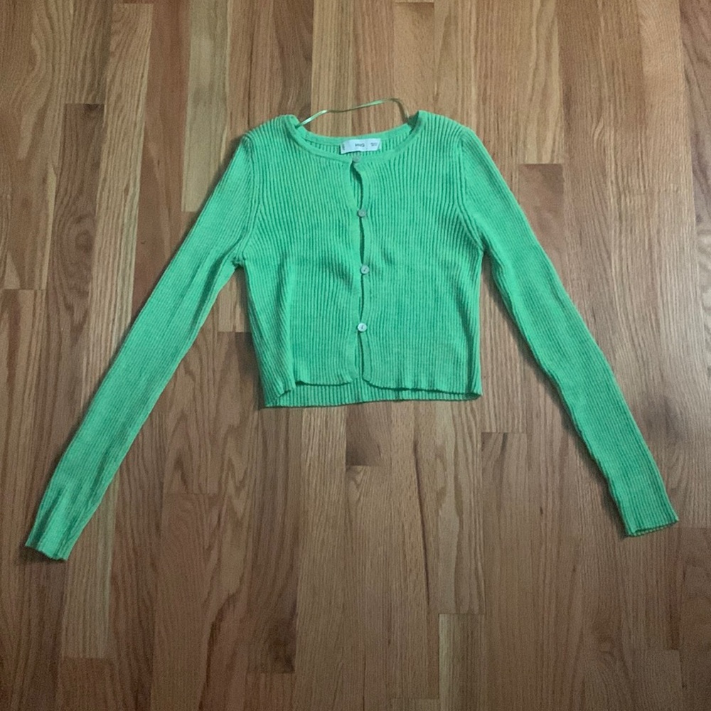 Green button long sleeve shirt, from Mango